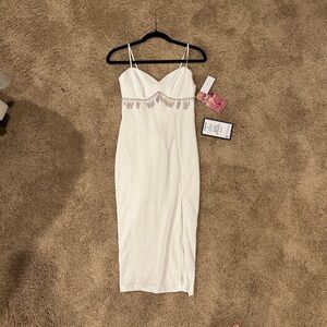 Emerald Sundae White Dress with Sparkling Accents